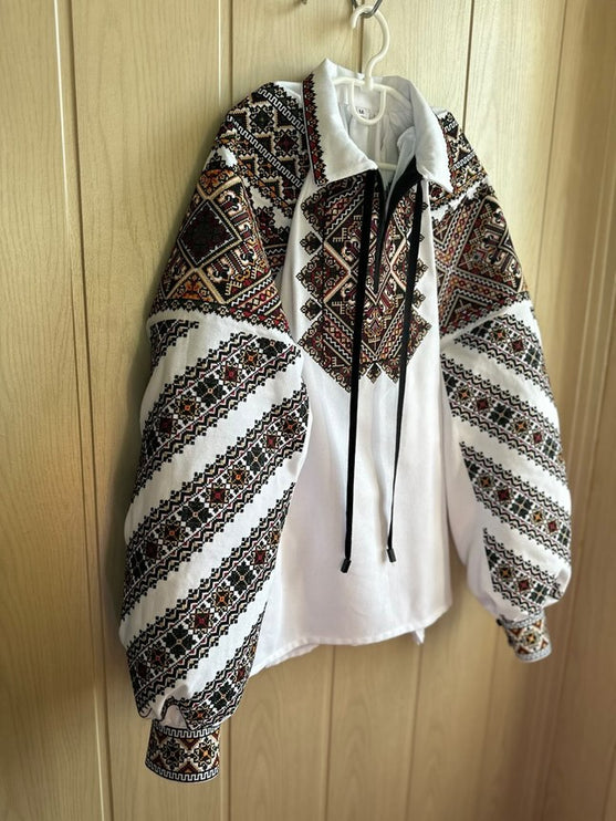 Traditional Ukrainian vyshyvanka with rich geometric embroidery