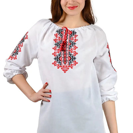 Womens embroidered shirt Ukrainochka with red embroidery