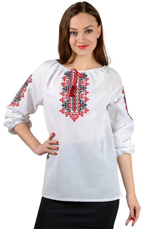 Womens embroidered shirt Ukrainochka with red embroidery