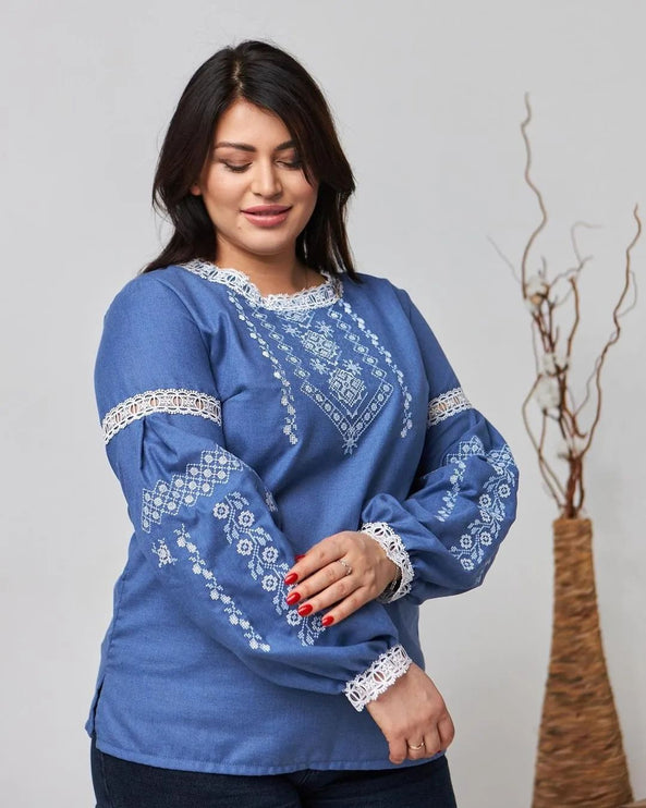 Ukrainian embroidered blouse plus size