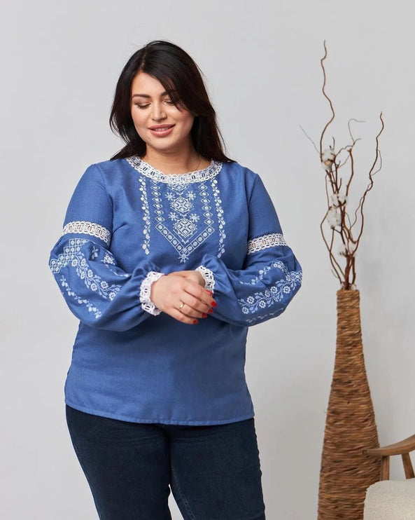 Ukrainian embroidered blouse plus size