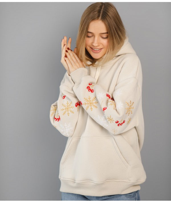 Embroidered hoodies with a Christmas ornament