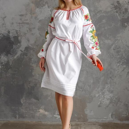 Dress with sunflower embroidery