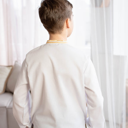 Boy's Ukrainian shirt with golden wheat embroidery