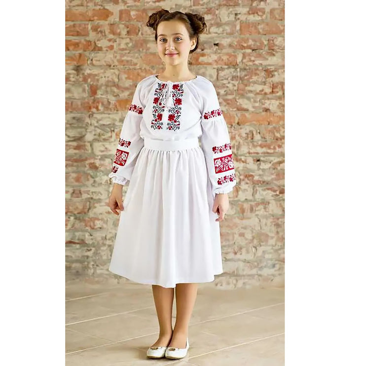 Dress girls with traditional embroidery