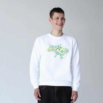 Embroidered Sweatshirt with a Map of Ukraine