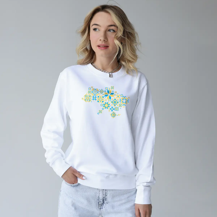 Embroidered Sweatshirt with a Map of Ukraine