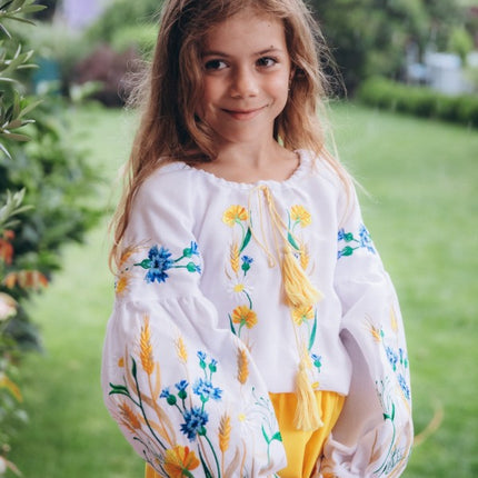 Embroidered blouse for a girl Field Flowers