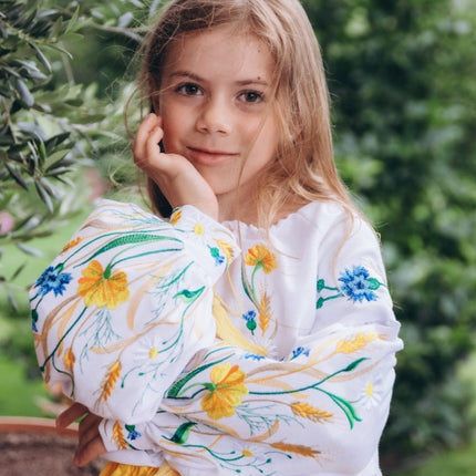 Embroidered blouse for a girl Field Flowers