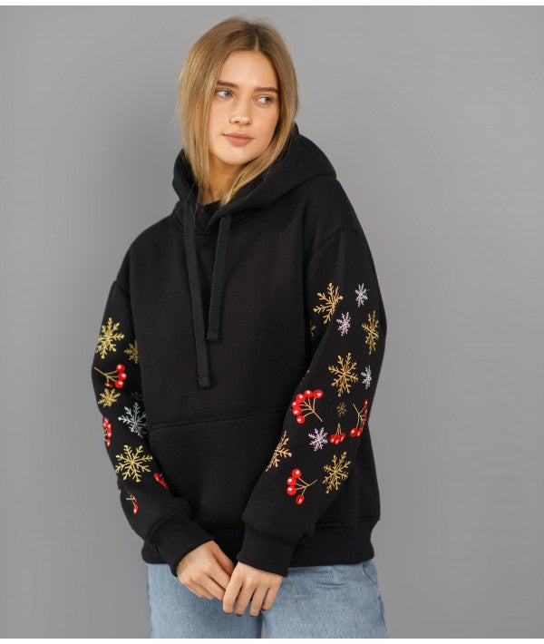 Embroidered hoodies with a Christmas ornament