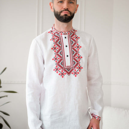 Embroidered men's linen shirt