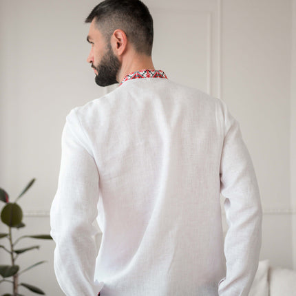 Embroidered men's linen shirt