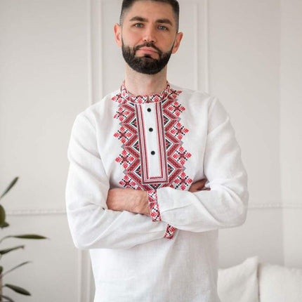 Embroidered men's linen shirt