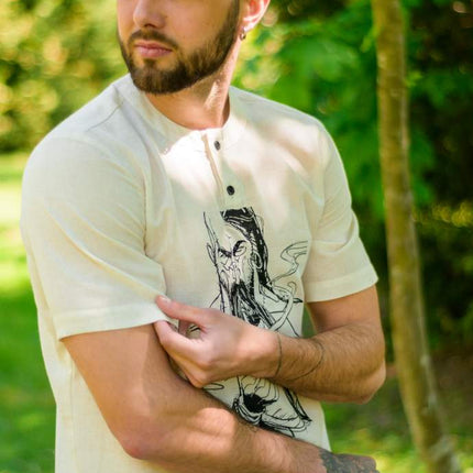 Embroidered men's shirt with short sleeves
