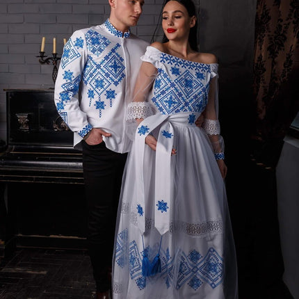 Wedding dress with Ukrainian embroidery
