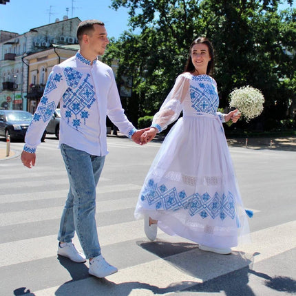 Wedding dress with Ukrainian embroidery