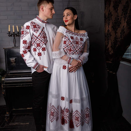 Wedding dress with Ukrainian embroidery