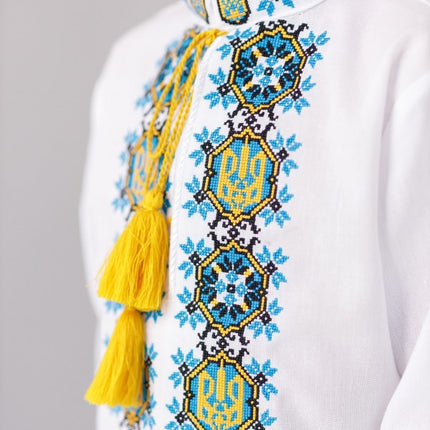 Embroidered shirt for boys with the Ukrainian coat of arms