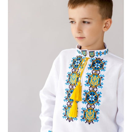 Embroidered shirt for boys with the Ukrainian coat of arms