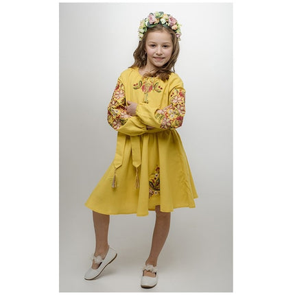 Girl's yellow embroidered dress