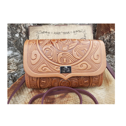 Handmade women's leather bag with gift packaging