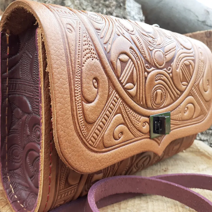 Handmade women's leather bag with gift packaging