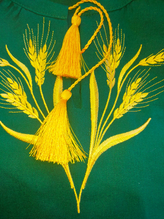 Women's embroidered blouse in Ukrainian style with a wheat ear