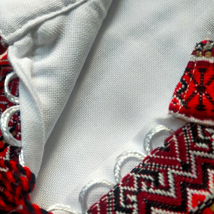 Ukrainian men's embroidered shirt of white color with woven embroidery