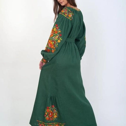 Dress Ukrainian with Petrykivka-style embroidery