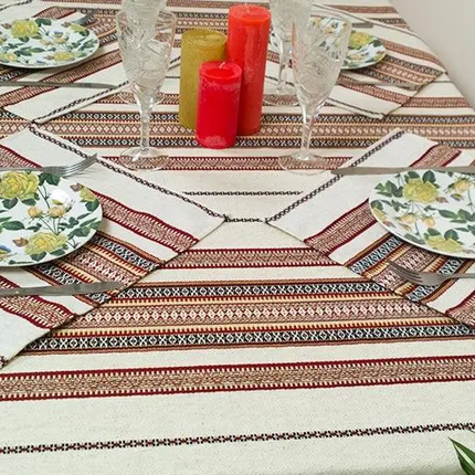 Linen Tablecloth with Napkins in Ukrainian Style