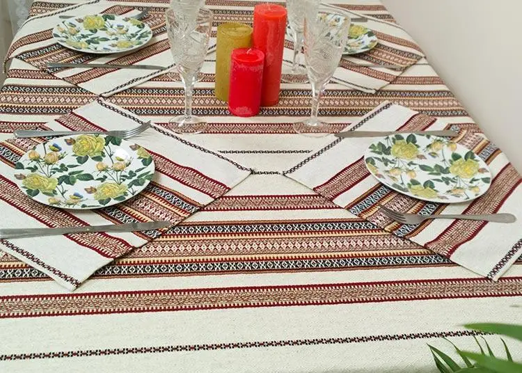 Linen Tablecloth with Napkins in Ukrainian Style