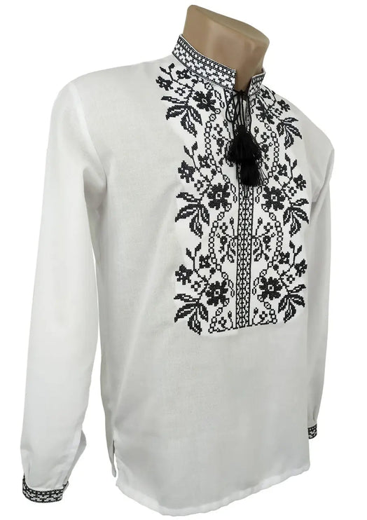 Men's embroidered shirt with a black pattern