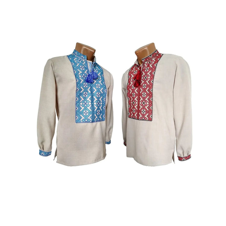 Men's embroidered shirt with a geometric ornament in the Ukrainian style