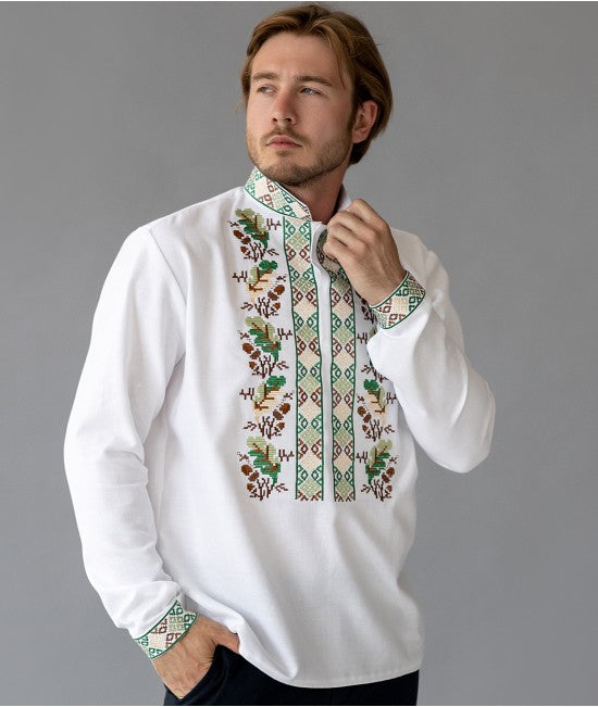Men's embroidered shirt with oak embroidery