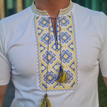 Mens t-shirt with Ukrainian embroidery ornament