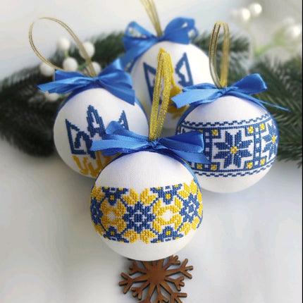 Set of Christmas ornaments in Ukrainian style. Handmade