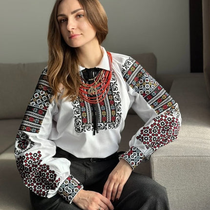 Traditional Ukrainian Embroidered Blouse