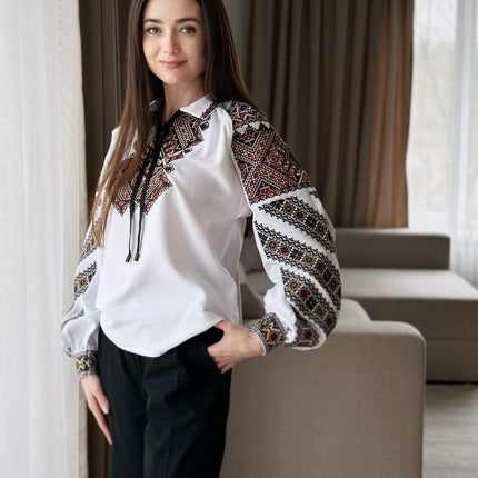 Traditional Ukrainian vyshyvanka with rich geometric embroidery
