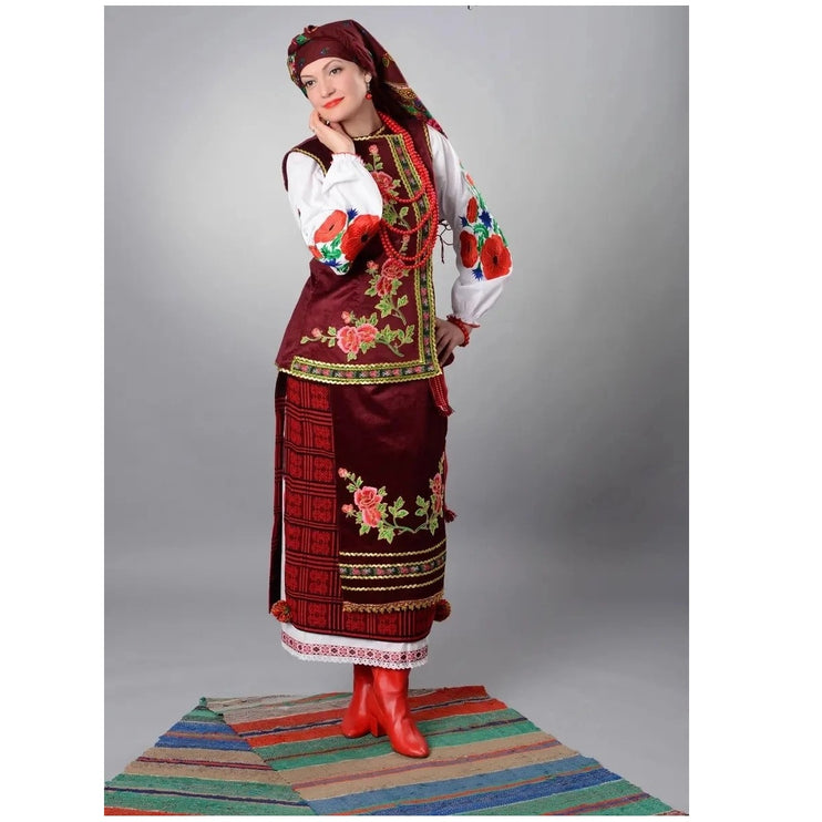 Ukrainian embroidered women's costume with vest
