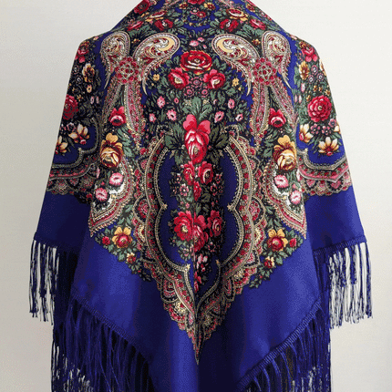 Ukrainian floral shawl 110*110 cm