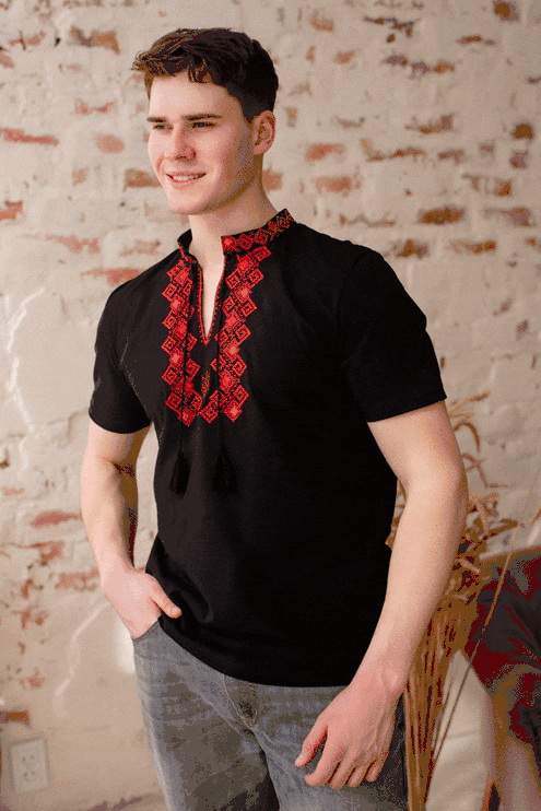 Ukrainian men's T-shirt with an embroidered Tryzub