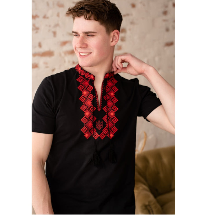 Ukrainian men's T-shirt with an embroidered Tryzub