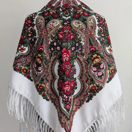 Ukrainian floral shawl 110*110 cm