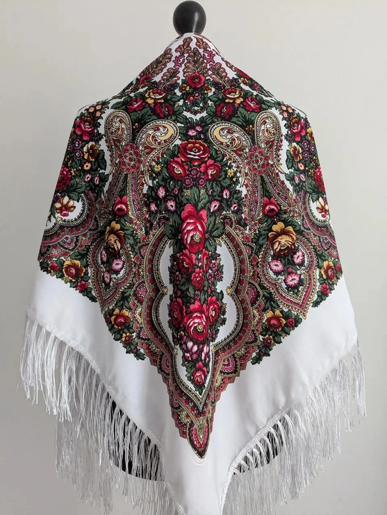 Ukrainian floral shawl 110*110 cm