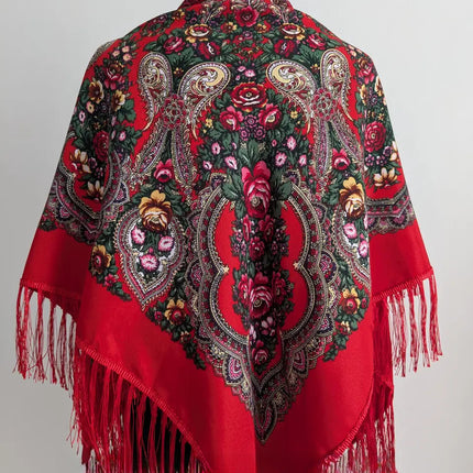 Ukrainian floral shawl 110*110 cm