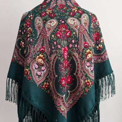 Ukrainian floral shawl 110*110 cm