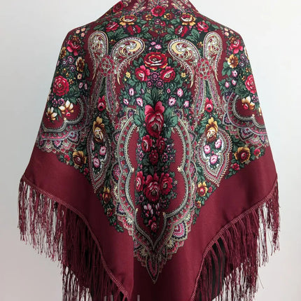 Ukrainian floral shawl 110*110 cm
