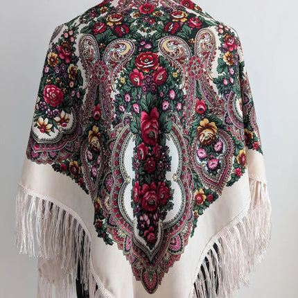 Ukrainian floral shawl 110*110 cm