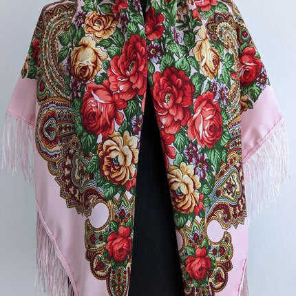Ukrainian shawl with flowers 110*110 cm