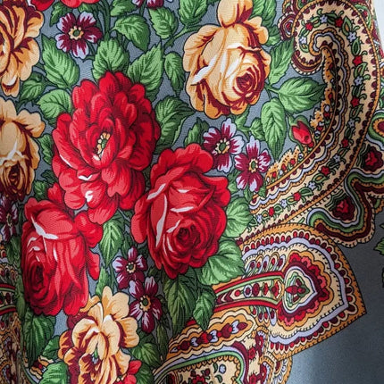 Ukrainian shawl with flowers 110*110 cm
